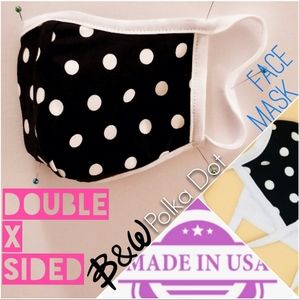 Black & White Polk-dot Fabric Face Mask - New!